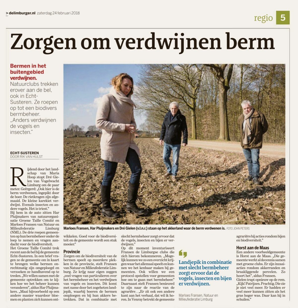 Bermen in buitengebieden verdwijnen