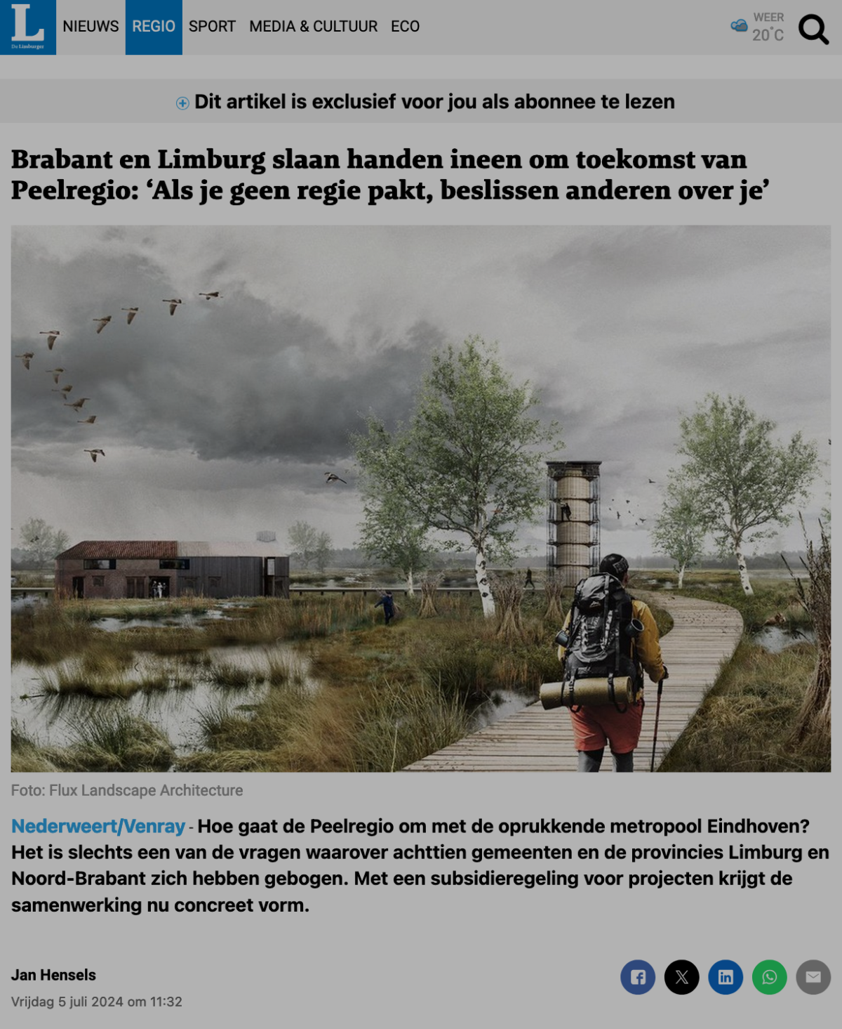 Brabant en Limburg slaan handen ineen om toekomst van Peelregio