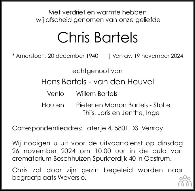 In Memoriam: Chris Bartels